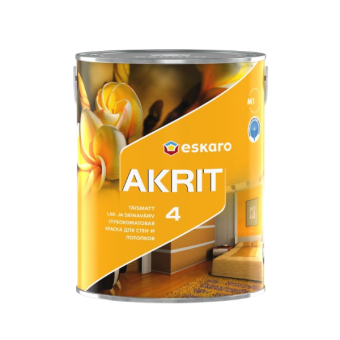 Краска ESKARO Akrit 4 для стен и потолка (глубокоматовая), 2,85 л  — строительные материалы для мастеров и прорабов | Dirom