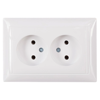 Розетка двойная PRIMERA (белый) 3007 — строительные материалы для мастеров и прорабов | Dirom