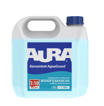 Грунтовка AURA Koncentrat AquaGrund влагозащитная (1:10), 10 л — строительные материалы для мастеров и прорабов | Dirom