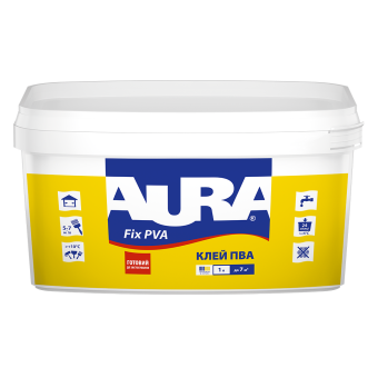 Клей ПВА AURA Fix, 1 л — будматеріали для майстрів та виконробів | Dirom