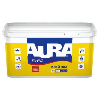 Клей ПВА AURA Fix, 2,5 л — будматеріали для майстрів та виконробів | Dirom
