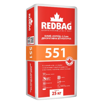 551 Штукатурка декоративная"Короед" белая 2,5 мм  25кг (48шт/пал.) — строительные материалы для мастеров и прорабов | Dirom