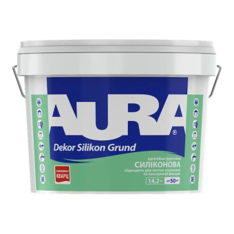 Ґрунтовка AURA Dekor Silikon Grund універсальна силіконова кварцова, 10 л (14,2кг) — будматеріали для майстрів та виконробів | Dirom