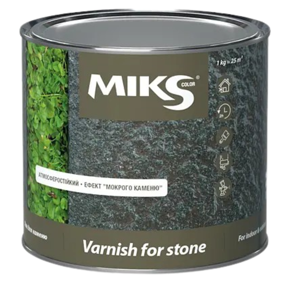Лак для камня MIKS color "Мокрый эффект" (бесцветный), 0,65 кг — строительные материалы для мастеров и прорабов | Dirom