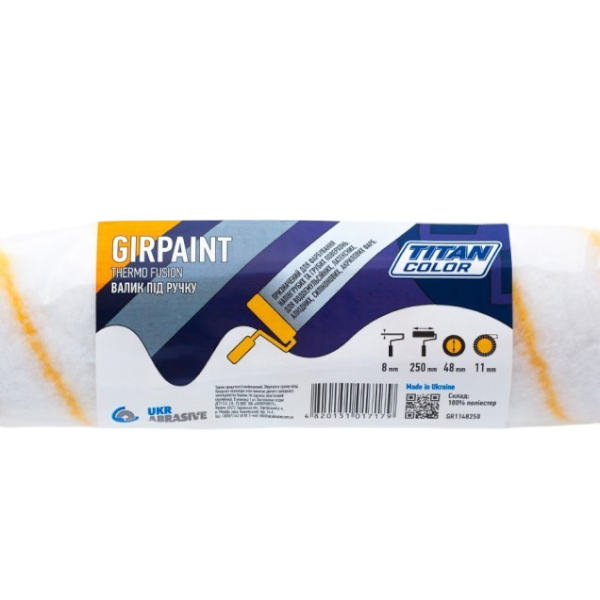 Валик Girpaint под ручку, 8*48*250 мм, ворс 11 мм, TITAN COLOR (БРИГАДИР Standart 72-006) — строительные материалы для мастеров и прорабов | Dirom