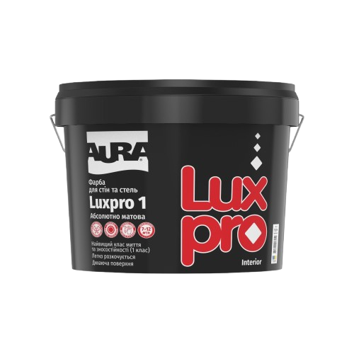 Краска AURA Luxpro 1  интерьерная (матовая) (база А), 2,85 л — строительные материалы для мастеров и прорабов | Dirom