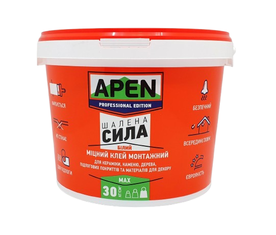 Клей монтажный APEN "Шалена сила" для тяжелых конструкций, 3 кг — строительные материалы для мастеров и прорабов | Dirom