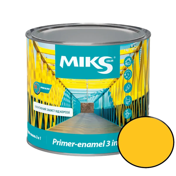 Ґрунт-емаль "3 в 1" МIKS color (жовта), 2,3 кг — будматеріали для майстрів та виконробів | Dirom
