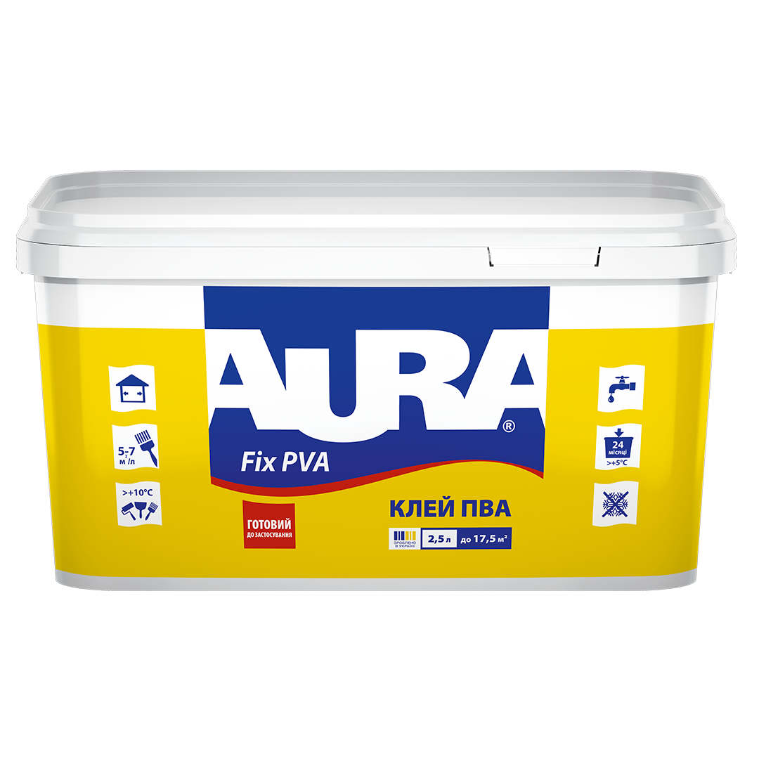 Клей ПВА AURA Fix, 2,5 л — будматеріали для майстрів та виконробів | Dirom