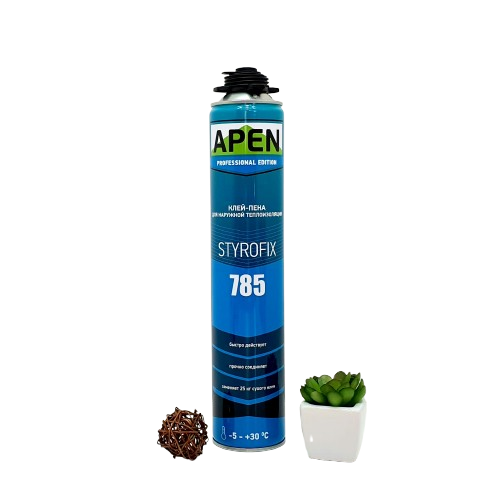 Пена-клей APEN Styrofix 785 для теплоизоляционных плит (проф.), 750 мл (выход от 14 м2) — строительные материалы для мастеров и прорабов | Dirom