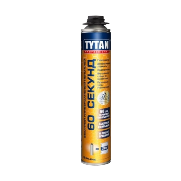 Пена-клей TYTAN Professional "60 секунд" универсальная (профессиональная), 750 мл (выход от 40 м.п.) (РОЗПРОДАЖ) — строительные материалы для мастеров и прорабов | Dirom