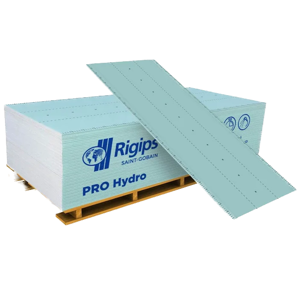 Гіпсокартон вологостійкий RIGIPS PRO Hydro typ(GKBI) 1200x2000x9,5 (62шт./п.) — будматеріали для майстрів та виконробів | Dirom