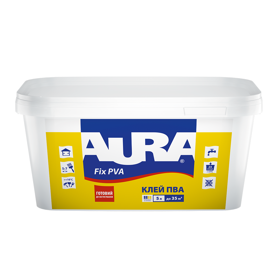 Клей ПВА AURA Fix, 10 л — будматеріали для майстрів та виконробів | Dirom