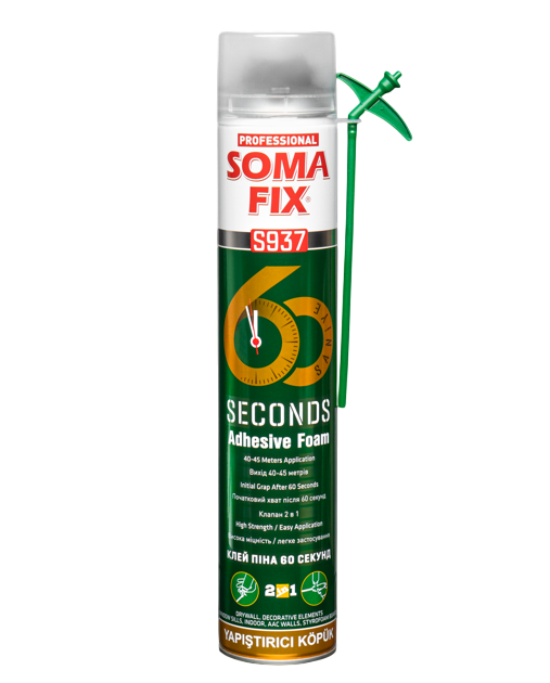 Пена-клей SOMA FIX PROFIT S937  60 секунд 2в1 бытовая/профес 750 мл  — строительные материалы для мастеров и прорабов | Dirom