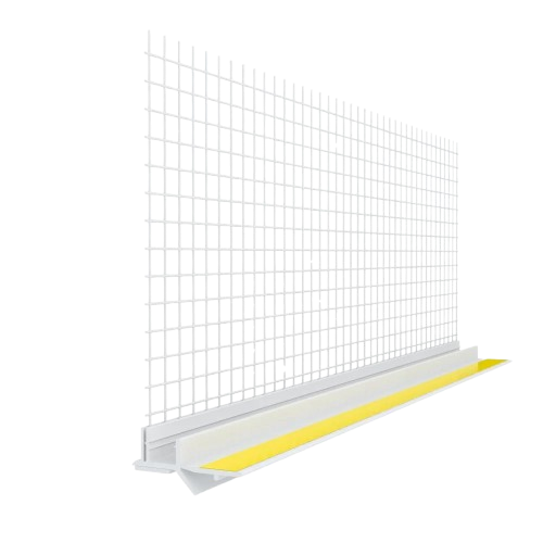 Профиль ПВХ оконный примыкающий 6мм с сеткой 10см (с манжетой) белый 2,4м (упак.16шт) — строительные материалы для мастеров и прорабов | Dirom