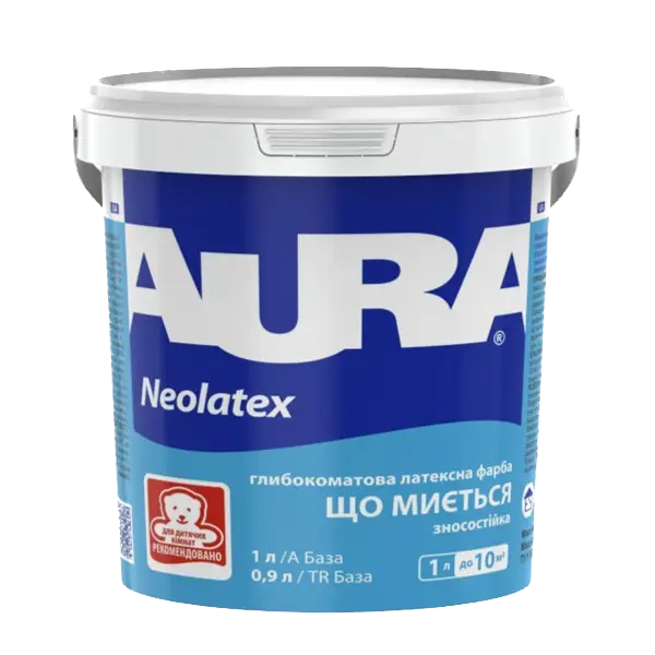 Краска AURA Neolatex интерьерная износостойкая (глубокоматовая), 1 л — строительные материалы для мастеров и прорабов | Dirom